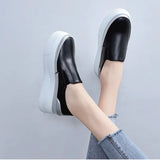Women Slip on Loafers Ladies Sewing Platform Vulcanized Shoes Woman PU Leather Fashion Casual Footwear Female Comfort Shoe