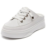 for Women Summer Sandals New Korean Version of No Heel Thick Bottom Pedal Platform Flats Women's White Shoes