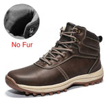 Winter Warm Men Boots Genuine Leather Fur Plus Men Snow Boots Handmade Waterproof Working Ankle Boots High Top Men