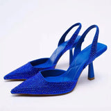 Women Bling Bling High Heels Summer Sandals Shoes Women Pumps Slip On Black Heels Sandals Party Wedding Shoes Talon