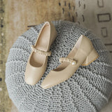 Breakj Jane Shoes Spring 2023 New Shallow Mouth Square Head Evening Shoes Gentle Wind Low Heel Thick Heel Fairy Single Shoe