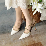 Summer Women Rivet Stiletto High Heels Sexy Pointed Female Word Belt Rivet Sandals Sandals Women Women Sandals Shoes