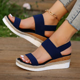 Breakj Size Wedge Sandals Women Summer 2024 New Fish Mouth Elastic Set Foot Platform