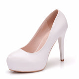Breakj Cm White Heel Single Shoes Red Thin Heel Waterproof Table White Wedding Shoes Large High Heels Wedding