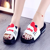 Summer High-heeled Thick Soled Slippers Women's Cute Cartoon Bear Heightening Sandals Shoes Woman Heels Summer Slipper