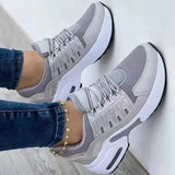 New Women's Shoes Lace Up Wedge Heel Vulcanized Shoes Air Cushion Casual Sneakers Thick SoleLadies Sneakers Large Size