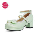 Lady Lovely Lolita High Heel Party Wedding Shoes Womens Pink White Green Butterfly-knot Bead Fashion Pumps Princess Cosplay