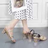 Breakj Version Of The Heel Sandals Woman 2025 New Comfortable Coarse Fashion Sleek One Shoe Two Wearing One-Character Buckle