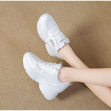 Sneakers Women Thick Bottom Wedges Vulcanized Shoes High Heels Ladies Spring Footwear Suede Leather Female Shoes