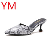 Summer Snakeskin Women Pumps Small Heels Wedding Shoes Stiletto Pointed Toe Heel Sandals Ladies Sandalia Feminina Shallow