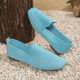 Breakj Size Casual Shoes Female Spring And Summer New Single Shoes Square Head Flat Fly Woven Lazy