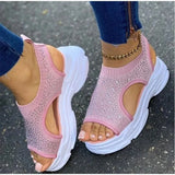 Women Diamond Sandals Summer 2021 Female Shoes Woman Platform Sandals Women Shoes Female Knitted Slip on Peep Toe
