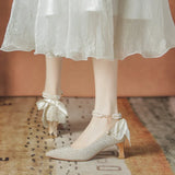 Breakj Engagement Shoes Bridal Shoes Show Wedding Dress Wears Two Coarse And Cheongsam Bridesmaids Wedding High Heels Women Can Wear