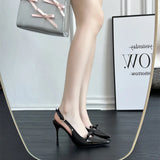 Breakj Sandals Women 2025 New Patent Leather And Professional Work High Heels With Back Empty Single