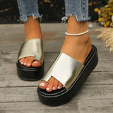 Summer New Women's Shoes Large Size Fashion Cake Thick Bottom One Word Cover Toe Wear Casual