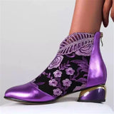 Breakj And Ethnic Women's Shoes Embroidered Rough And Autumn And Winter Women's Boots Large Size Martin Women's Short Boots 2025
