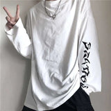 Retro Letter Print Women T Shirts Loose Harajuku Style Student Tees Autumn Wild Solid Cotton Tops Fashion