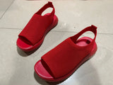 Breakj Summer New Thick-Soled Net Surface Knitted Fish Mouth Women's Sandals Large-Size One-Legged Pedal Women's
