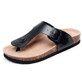 Women Cork Slippers PU Leather Woman Sandals Fashion Flip Flops For Women Mule Clogs Slippers Female