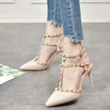 Breakj High Heel Women's Fine Heel Single Shoes 2025 Summer Sexy Pointed T-Shaped With Back Empty Willow Sandals