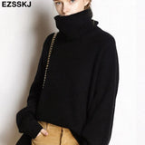 Women's Sweater Autumn Winter Warm Turtlenecks Casual Loose Oversized Lady Sweaters Knitted Pullover Top Pull