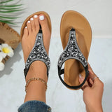 New Flat Flat Pinch Toe Elastic Sequin Rhinestone Sandals Women's Fashion Casual Comfortable Women's Shoes Women
