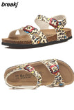 2023 New Summer Beach Cork Sandals Casual Women Outside Non-slip Double Buckle Sandalias