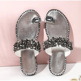 Women Slippers Clip Toe Summer Bling Ladies Flat Shoes Flip Flops Female Sandals Crystal Elegant Beach Slides