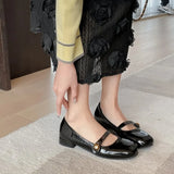 Shoes Female Spring And Autumn New Square Head Shallow Flat Shoes Women's College Wind Mary Jane Shoes Women Lacquer Leather Small Single Shoes