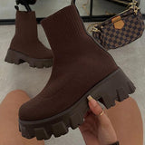 Autumn Boots Platform Socks Shoes Women Thick-soled Winter Casual Large Size 43 Knitted Short Boots Women Botas De