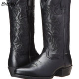 Men Boot 2021 Mid Calf Western Cowboy Motorcycle Boots Male Autumn Outdoor PU Leather Totem Med Heel Fashion Designed Men