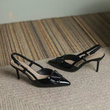 Breakj 2025 Spring And Summer Light-Mouthed Fashion Shoes Large-Size Pointed Sandals V Buckle Naked Color Fine Heels High Heels