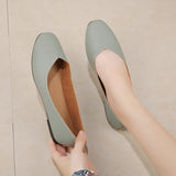 Chunsen Female Flat-Soled Square-Headed Single Shoes Two Shallow-Mouthed Pregnant Grandmother Shoes Retro Semi-Dragging Fairy Lazy