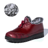 Flat Shoes Woman PU Leather snow boots women mom shoes women's winter shoes Female Casual winter boots soft Women's