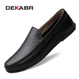 Italian Mens Shoes Casual Luxury Brand Summer Men Loafers Split Leather Moccasins Comfy Breathable Slip On Boat