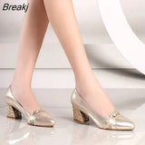 Women Fashion Sweet High Quality Golden Slip on Pumps for Party Lady Classic Silver Shoes Zapato Tacon Alto Shallow