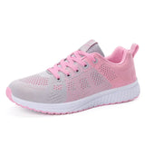 Casual Shoes Fashion Breathable Walking Mesh Lace Up Flat Shoes Sneakers Women 2019 Tenis Feminino White Vulcanized