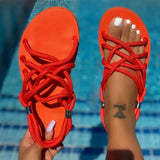 Casual Non-slip Roman Gladiator Sandals Back Strap Flat Open Toe Women's Shoes Fashion Braided Rope Beach