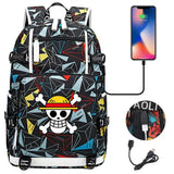 Anime ONE PIECE Schoolbag USB Charge backpack plugged into the headset cord backpack for boys and girl men women travel
