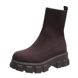 Shoes Woman Boots Sock Boots Women's Thick-soled Short Tube Breathable Plus Size 43 Boots Platform Booties