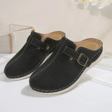Breakj Slipper Female 2025 Summer New Baotou Half Slipper Solid Color Slope With Rivevet Metal Buckle Beach Women's