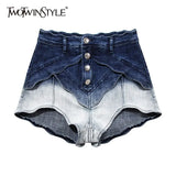 Patchwork Wide Leg Shorts For Women High Waist Large Size Casual Denim Shorts Female 2022 Summer Fashion