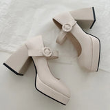 Heels Women's Thick Heels Spring New Girl Mary Jane Fashion Retro British Style All-match Height-increasing