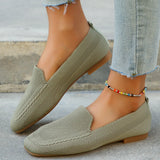 Breakj Size Casual Shoes Female Spring And Summer New Single Shoes Square Head Flat Fly Woven Lazy