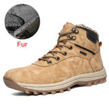 Non-slip Winter Plush Warm Men Boots Waterproof Leather Men Snow Boots Working Men Ankle Boots High Top Men Shoes