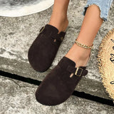 Breakj Slippers Women 2025 Summer New Large-Size Fashion Belt Buckle Lazy Foot Half