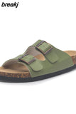 2023 New Summer Beach Cork Slippers Casual Double Buckle Non-slip Clogs Slides Women Slip on Flip Flop