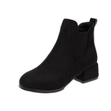 Breakj Boots Women's New Round Head Velvet Face Thick And Short Boots For 2025 Autumn And Winter Martin Boots Chelsea