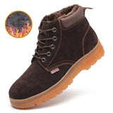 Winter Boots Steel Toe Safety Work Shoes Men Water-Proof Puncture-Proof Suede Leather Work Boots Plush Warm Safety