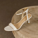 Size 34-39 Sandals Women Ankle Strap High Heels Shoes Real Leather Buckle Thin Heel Sexy Luxury Brand 2023 Summer